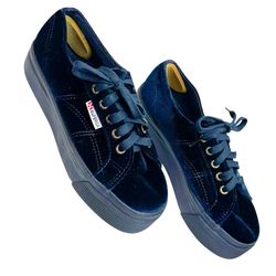 Superga navy velvet platform sneakers size 38