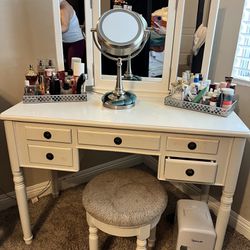Makeup Vanity Desk With Mirror And Drawers 
