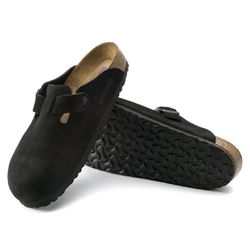 Birkenstock Boston Clogs Soft Footbed Suede Leather Black 39 8.5 NEW $160