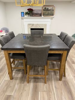 Montibello Bluestone Marble Counter Height Dining Set – 6 Chairs