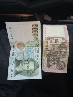 Italian Lire Banknotes 5000 Lire x2