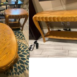 4  Piece Solid Wood Furniture Set Side Table Console And Coffee Table