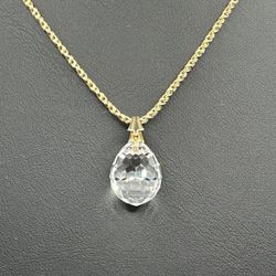  14kt Yellow Gold Filled Vintage Faceted 9.82ct TCW Quartz Crystal Drop Pendant 