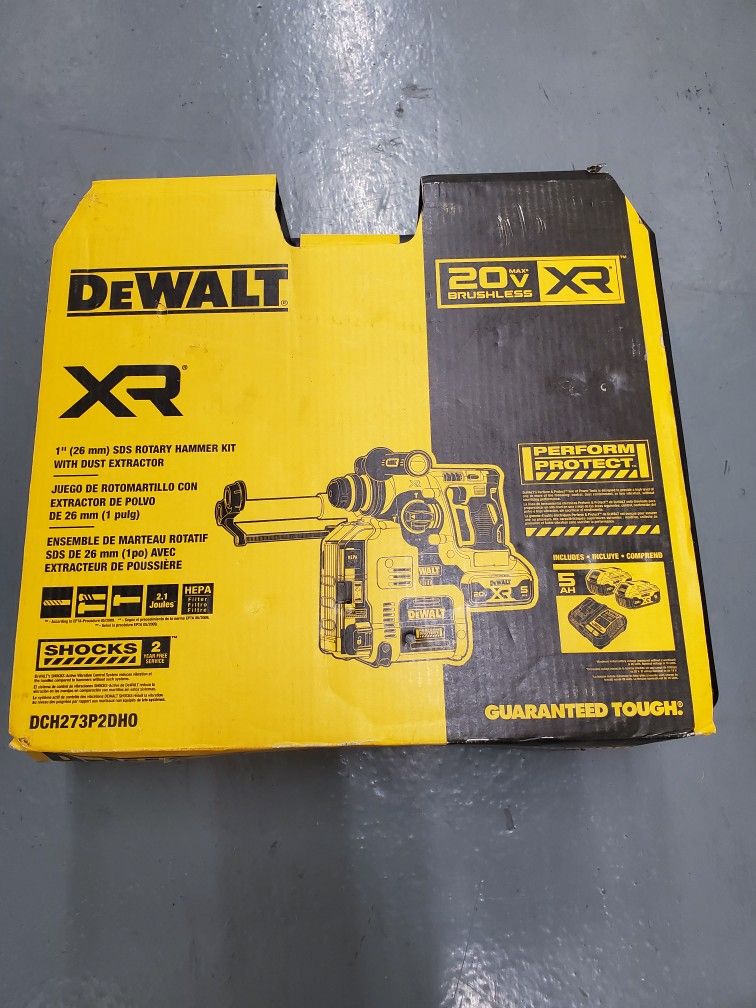 DEWALT
(Brand Rating: 4.5/5)
20V MAX XR Brushless 1 in. SDS Plus L-Shape Rotary Hammer with Onboard Extractor and (2) 20V 5.0Ah Batteries