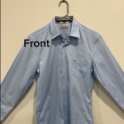 Men’s Light Blue Burberry Shirt – Colored Check Detail – Size Small