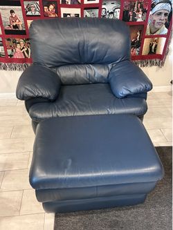 Leather chair an ottoman