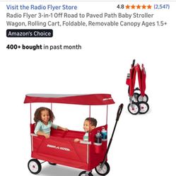 Radio Flyer 3-in-1 Off Road To Paved Path Baby Stroller Wagon