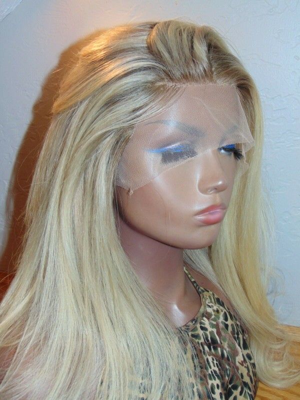 Pretty Blonde 22 Inch Middle Part Natural Glueless LACE front WIG
