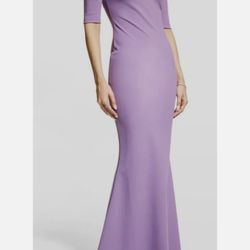 Chiara Boni Women's Purple Cold Shoulder Trumpet Gown Dress
