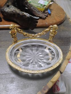 Hollywood Regency Gold Brass Soap dish