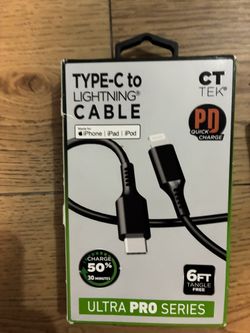 CT TEK Type-C to Lightning Cable | 6FT | Fast Charging