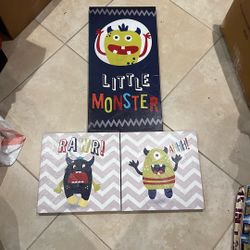 Cuadros Decorativos De Mounster Para Niños 