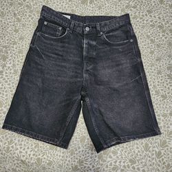 ZARA MENS  BLACK DENIM JEAN SHORTS SZ 30