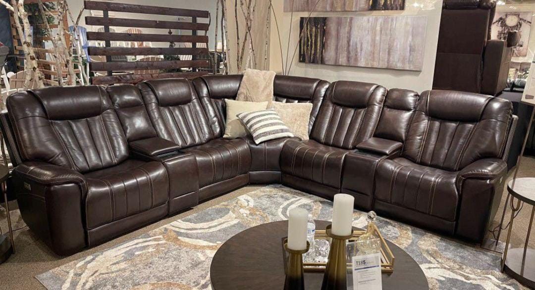 Corklan Chocalate Leather Sectionals Sofas Couchs With İnterest Free Payment Options 