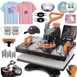 AKEYDIY Upgraded 8 in 1 Heat Press Machine Digital Combo Multifunctional T-Shirt Printing Sublimation Heat Press Transfer Machine12"X15"Heat Press