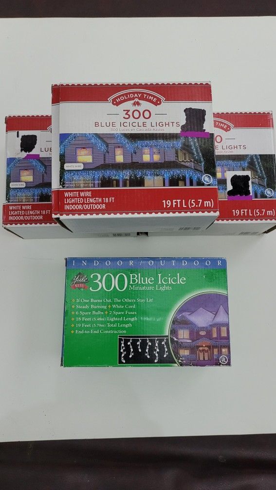 Blue icicle Christmas Lights