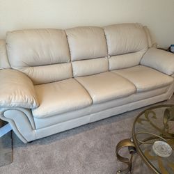 Beige Leather Sofa