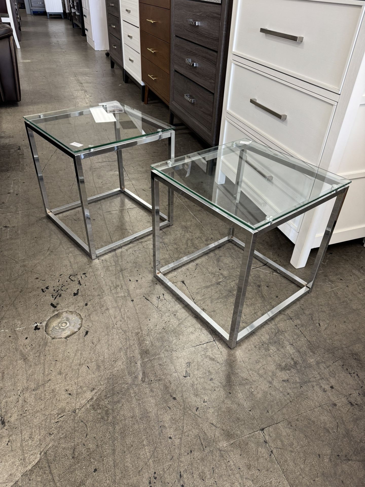 Glass Side End Tables (2 Available $25 Each)