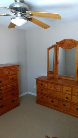 Real hard oak wood dresser set