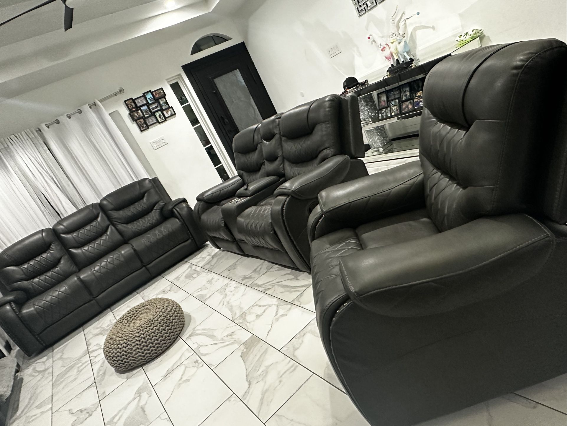 SEMI NEW ASHLEY  LEATHER COUCHES (3)