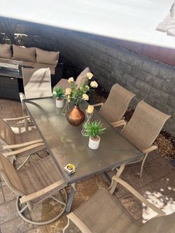 Patio Table, Chairs, foot stools  (whole set)
