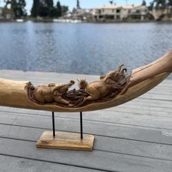 Wooden Hand Carved Elephant Sculpture 