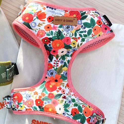 Sniff& Bark breathable mesh adjustable dog pet puppy harness floral S Small M Medium