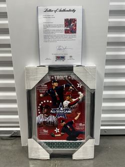 LA Angels, Shohei Ohtani & Mike Trout Signed Allstar Custom Framed, PSA Letter