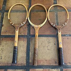 wooden vintage tennis rackets