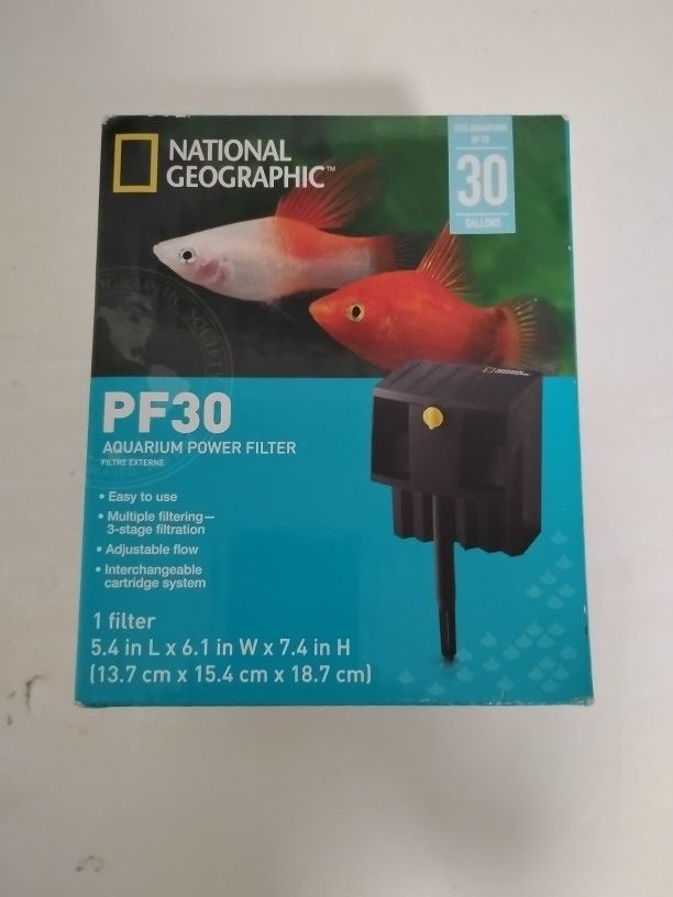 New Sealed National Geographic PF30 Aquarium Power Filter (Up To 30 Gallons)