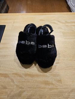 Black Bebe Fuzzy House Slipers