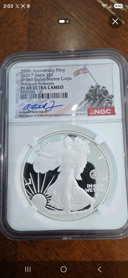 2025 P Silver Eagle NGC PF69 Ultra Cameo Marine Corps