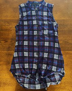 Blue Plaid Blouse