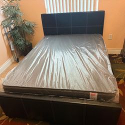 NEW BED FRAME FULL SIZE WITH MATTRESS AND BOX SPRING