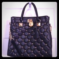 Michael Kors Studded tote purse .. Stuart Weitzman booties ..Gold Pandora Charm