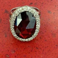 Red Large Stone Ring Size 8