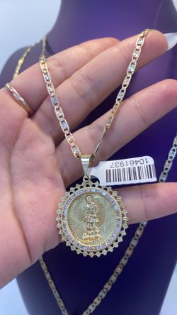 Cadena 3 oro 10 Kt y dije de san Lázaro