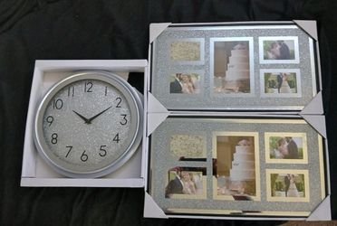 >> BraNd NeW- Clock With 2 Picture Frames <<