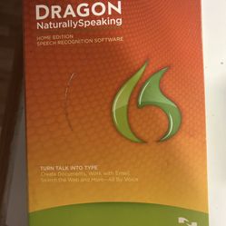 box of Nuance Dragon NaturallySpeaking Home Edition Version 12 speech recognition software.  Function: Converts spoken words into text, allowing users