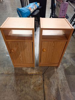 Pair of Wooden Nightstands with Storage – MDF