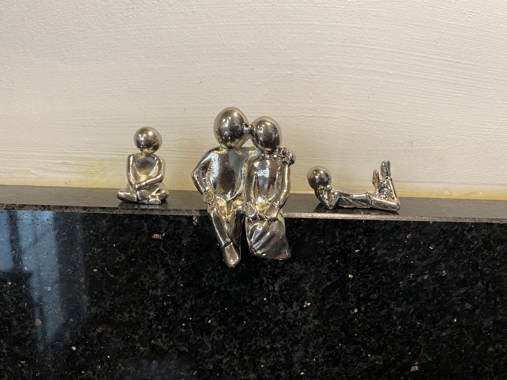 3 Pieces Family with Children Miniature Metal Figures 1-2”