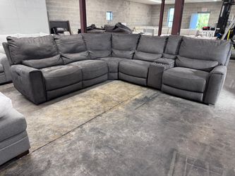 Fabric power recliner sectional couch