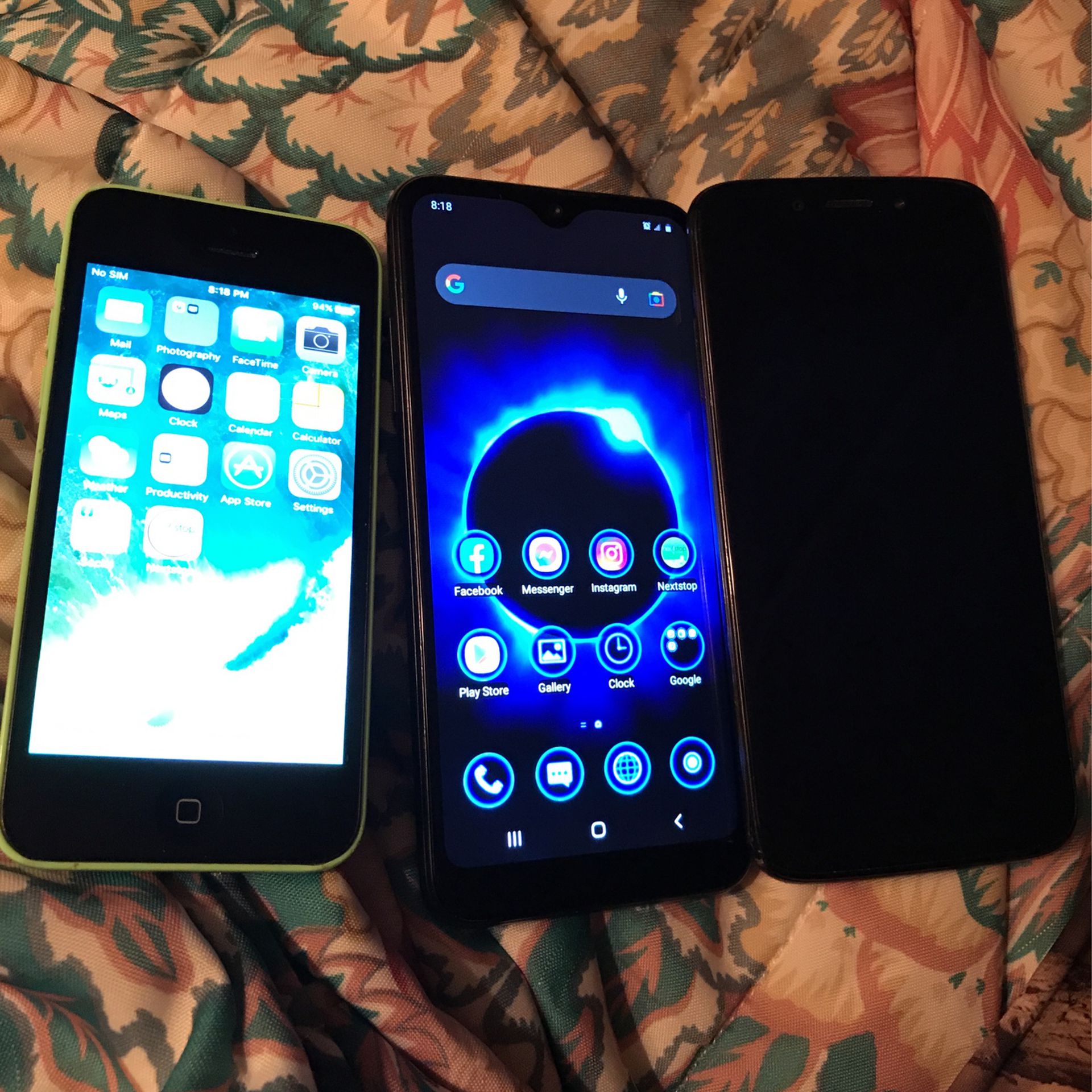 Unlocked iPhone 5c, And Two Straight Talk Phones