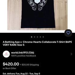 Chrome hearts x bape shirt size L