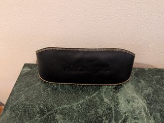 Harbinger Padded Leather Weight Belt. Black with Tan Stitching. Size Medium
