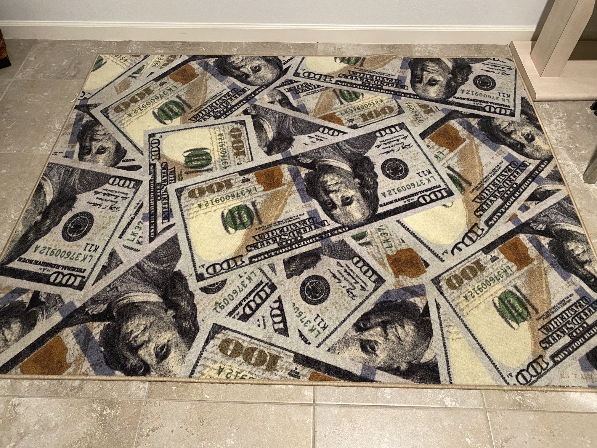 Benjamin Franklin $100 Bill Money Rug Manifestation Attract Money Bills 5x6.5 Ft