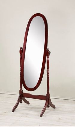 Cherry Wood Oval Cheval Floor Mirror