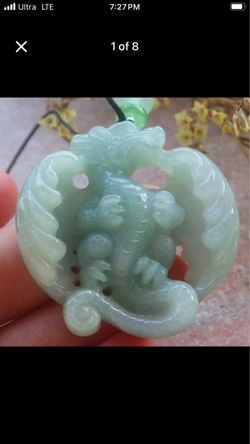 Certificate Jadeite Jade Green Wealth flying Dragon pendant