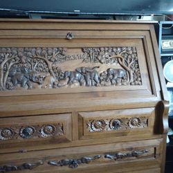 Asian Hand Carved Antique Desk