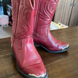 Girls Red Cowboy Boots (size 11.5)
